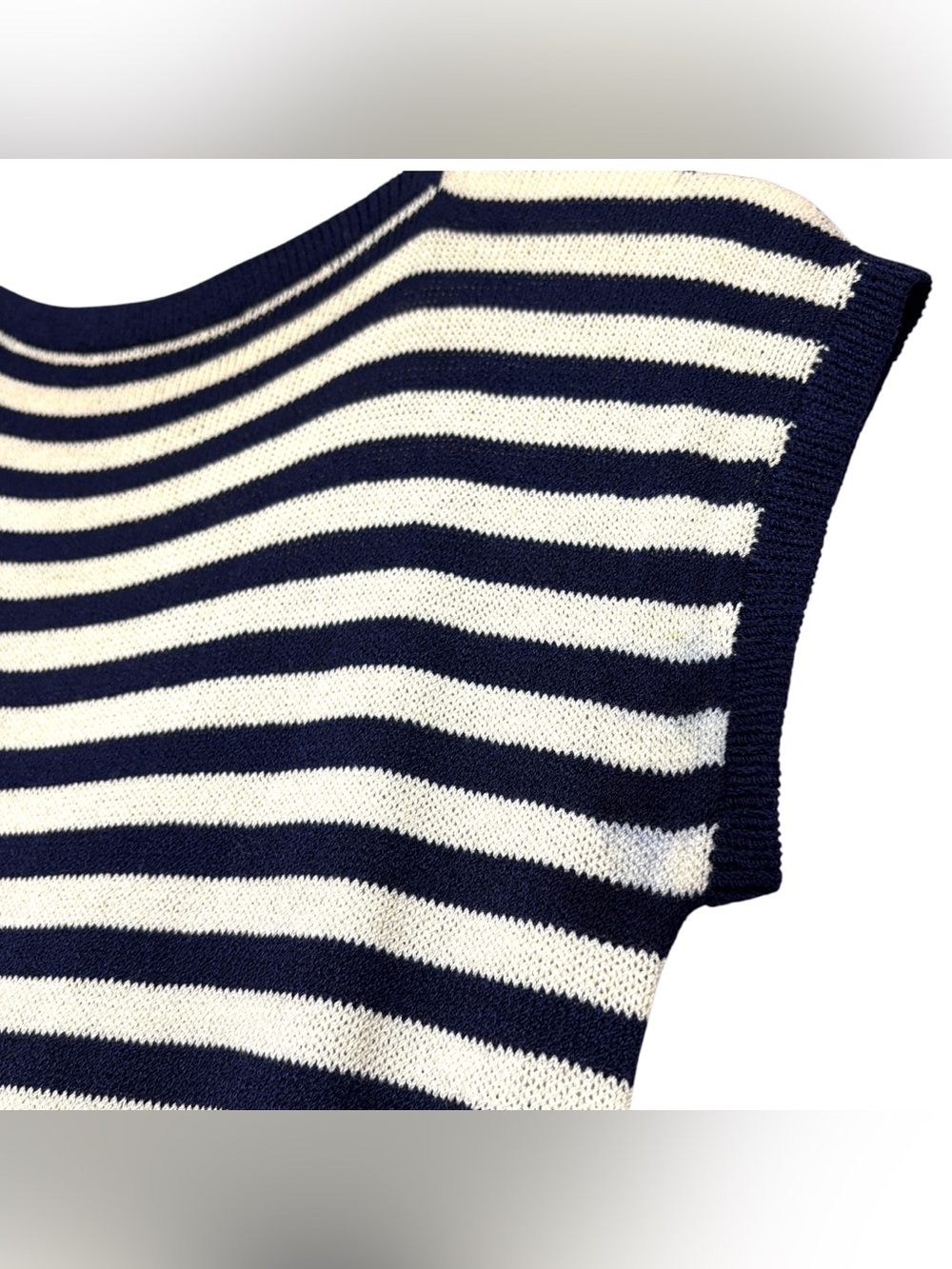 St John by Marie Gray Vintage Striped Navy Blue Knit Midi Dress Size 6 - Picture 4 of 14